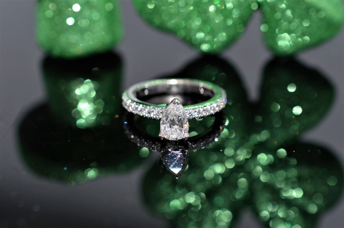 14K White Gold Pear Shaped Diamond Engagement Ring