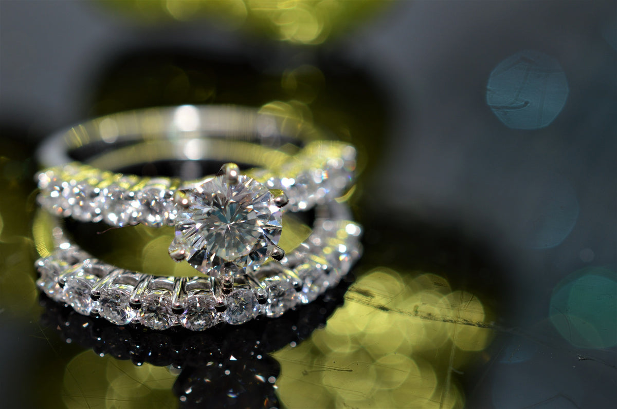 14K Diamond Engagement Ring With Matching Wedding Band