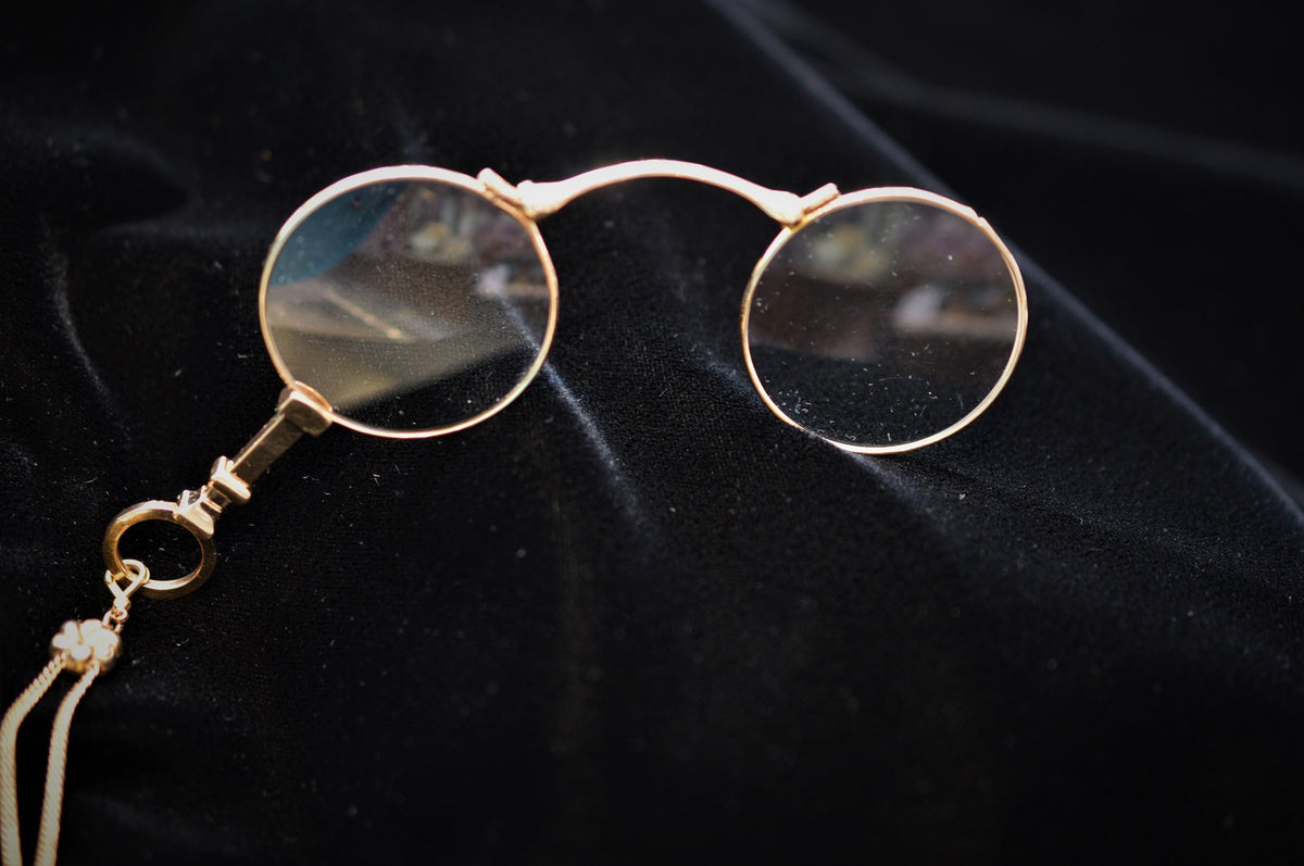 14K Folding Lorgnette Necklace (Vintage Spectacles Necklace)