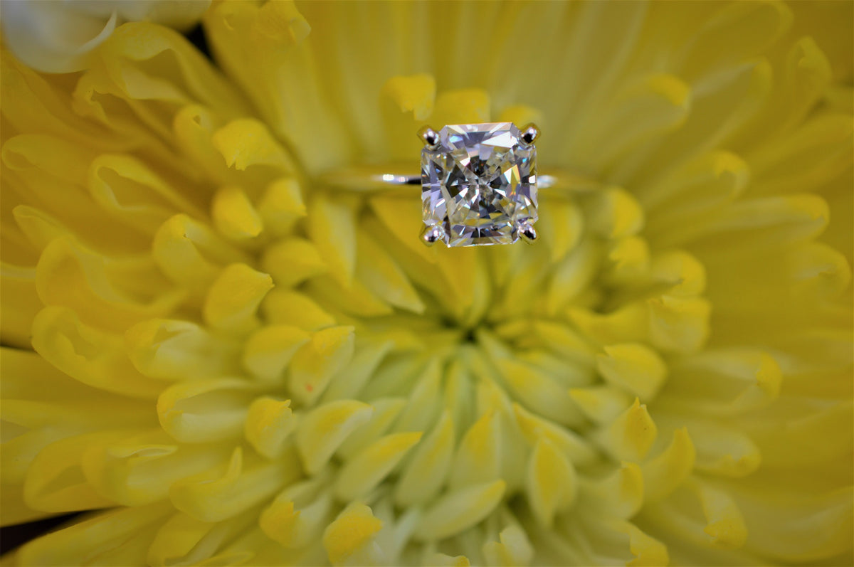 14K White Gold 1.84 Carat Radiant Cut Diamond Solitaire Ring
