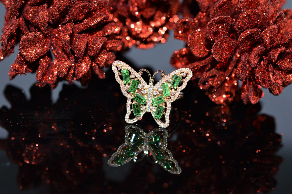 14K Yellow Gold Tsavorite Green Garnet Butterfly Ring Howard s DC