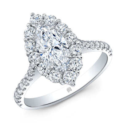 18K Rahaminov Diamond Marquise Halo Ring with 1.10ctw