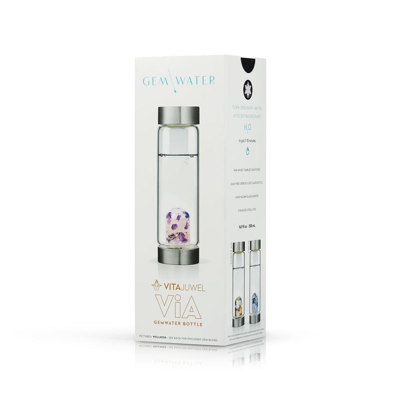 Fitness Gem-Water Bottle by Vitajuwel with 3 Types of Gems