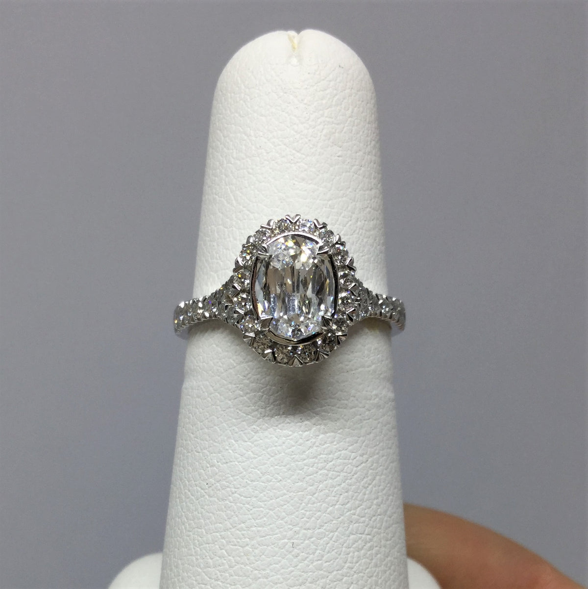 18K White Gold L&#39;Amour Crisscut Oval Diamond Ring 1.33ctw