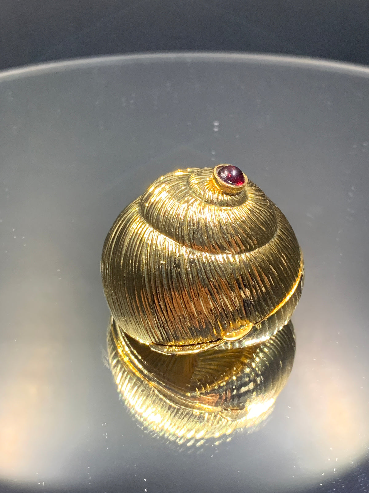 Estate Gold-tone Snail Shell Pillbox by Judith Leiber