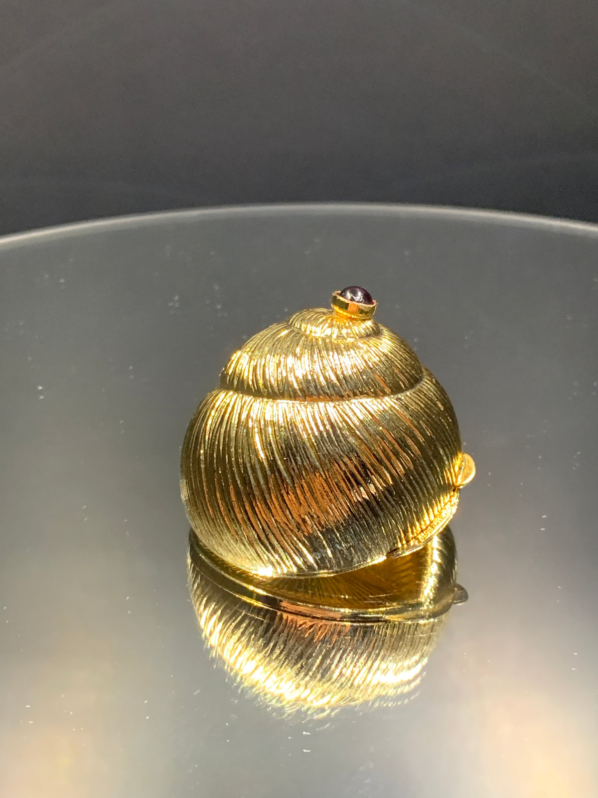 Estate Gold-tone Snail Shell Pillbox by Judith Leiber