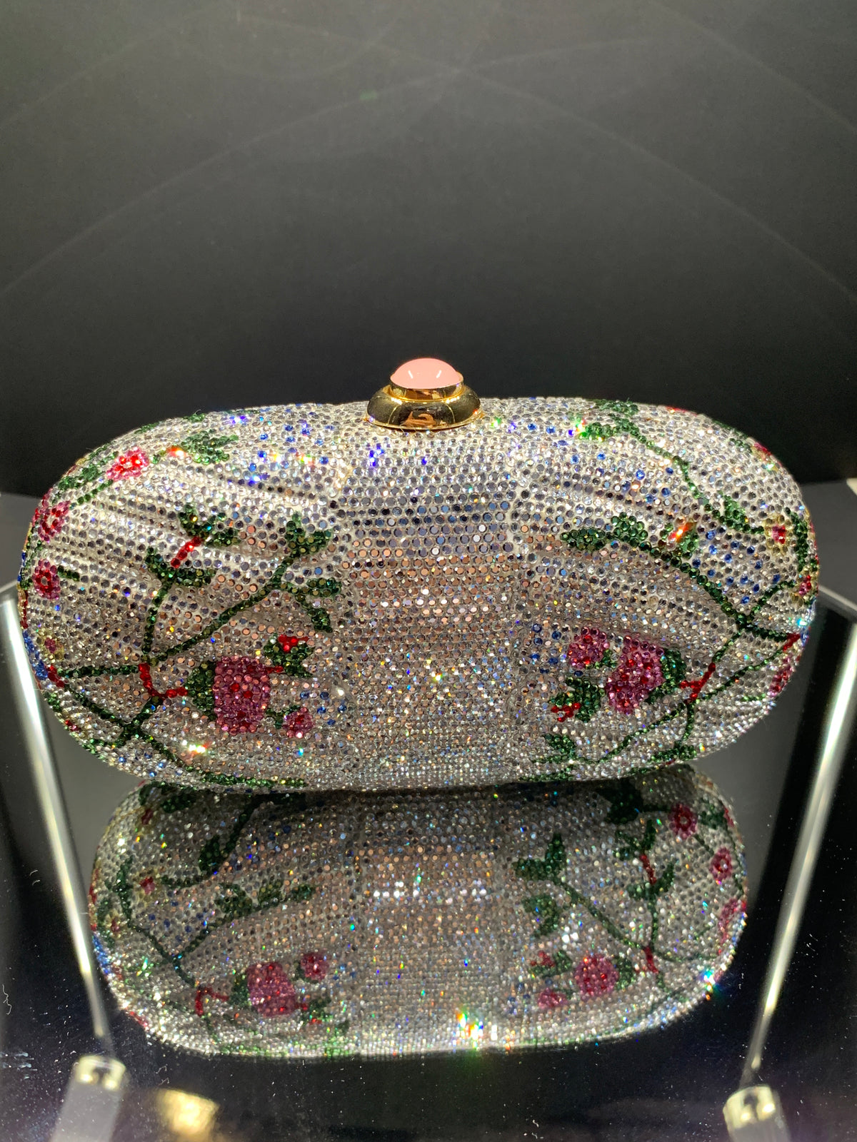 Floral Oval-Shaped Crystal Handbag by Judith Leiber