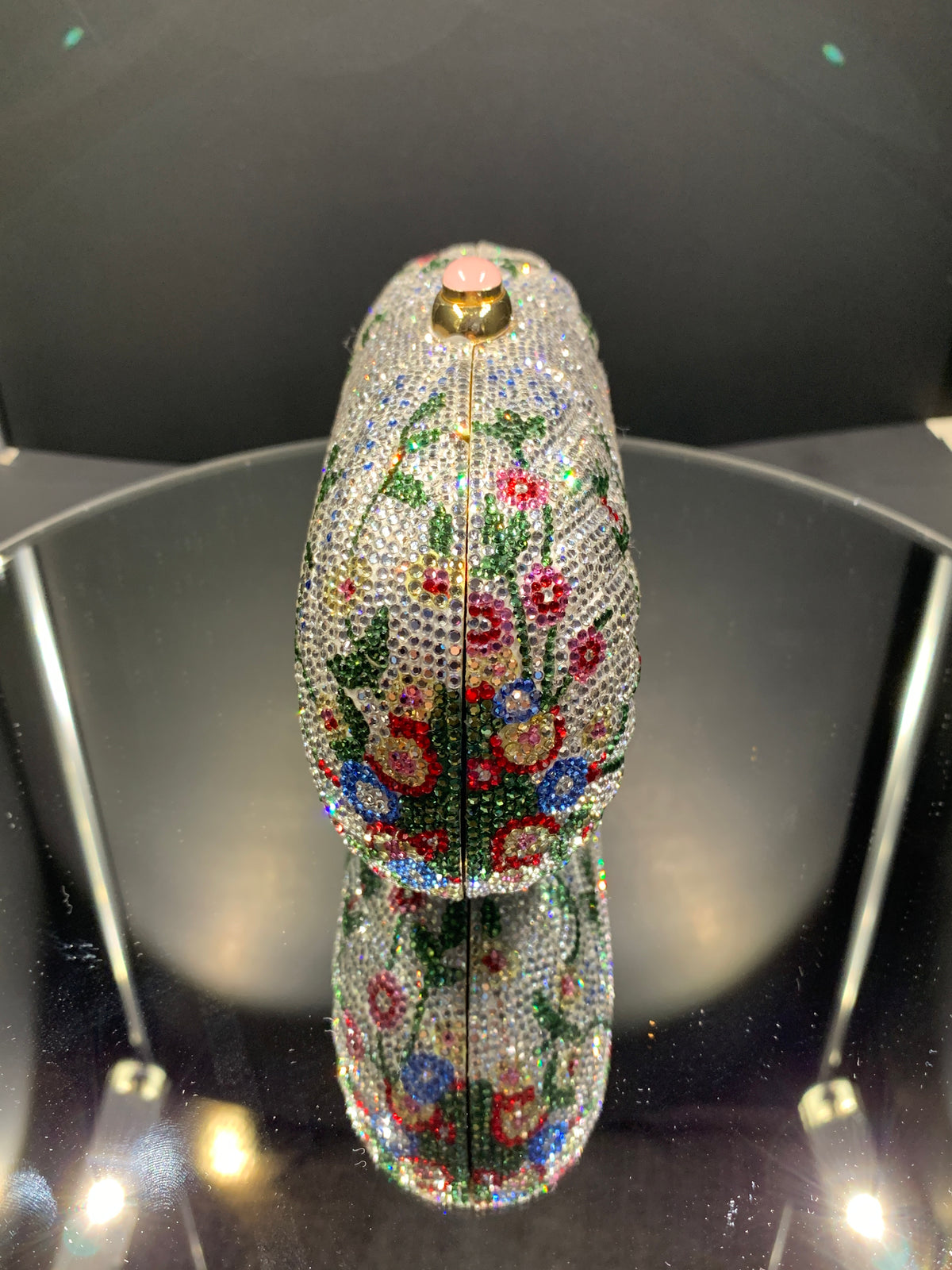 Floral Oval-Shaped Crystal Handbag by Judith Leiber