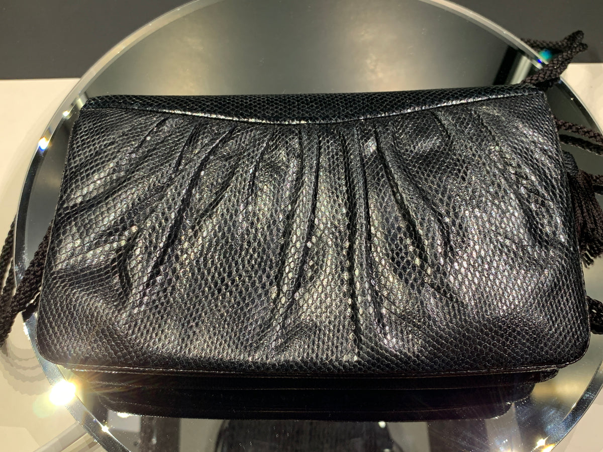 Black Italian Leather Purse Handbag by Judith Leiber
