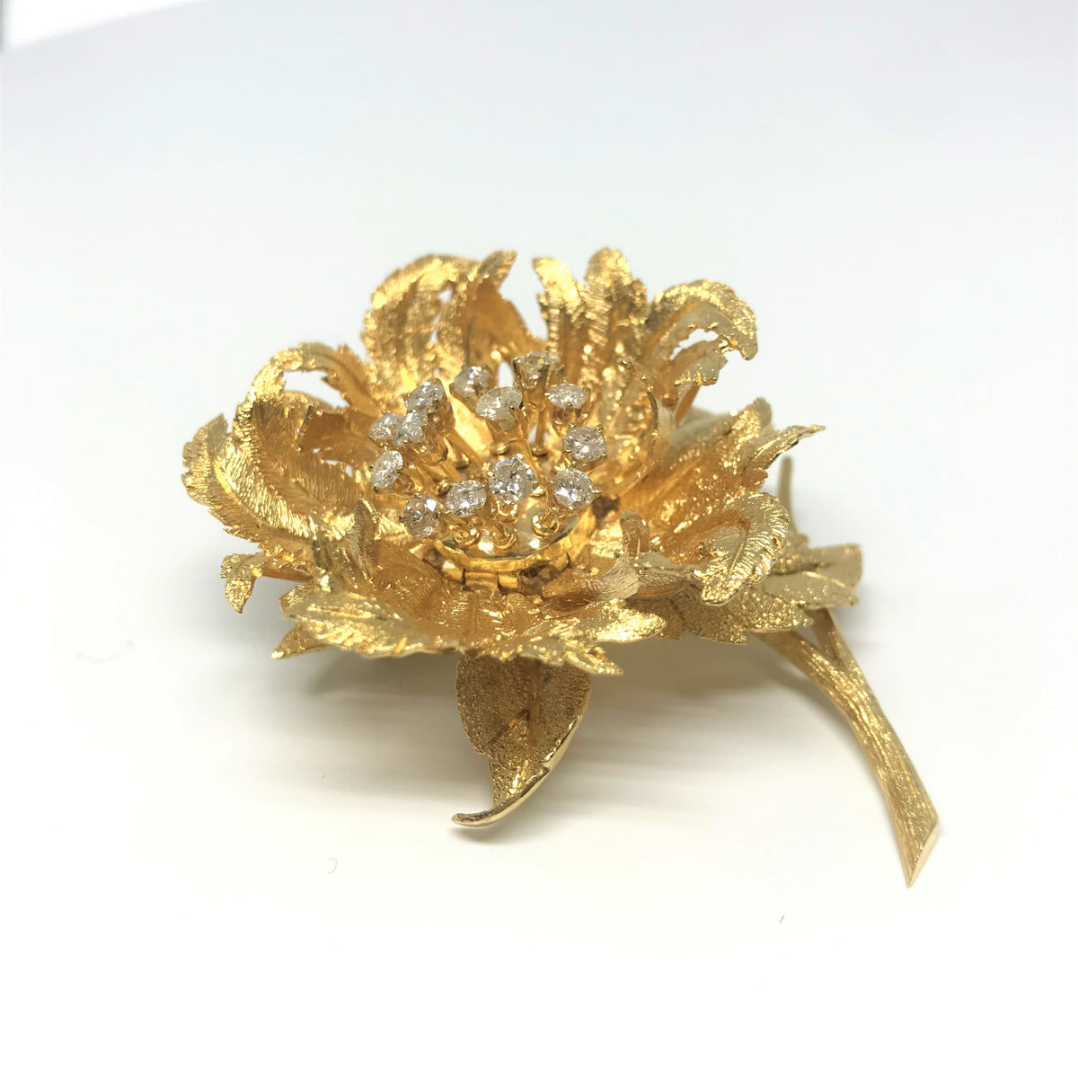 18K Yellow Gold Day and Night En Tremblant Flower Brooch