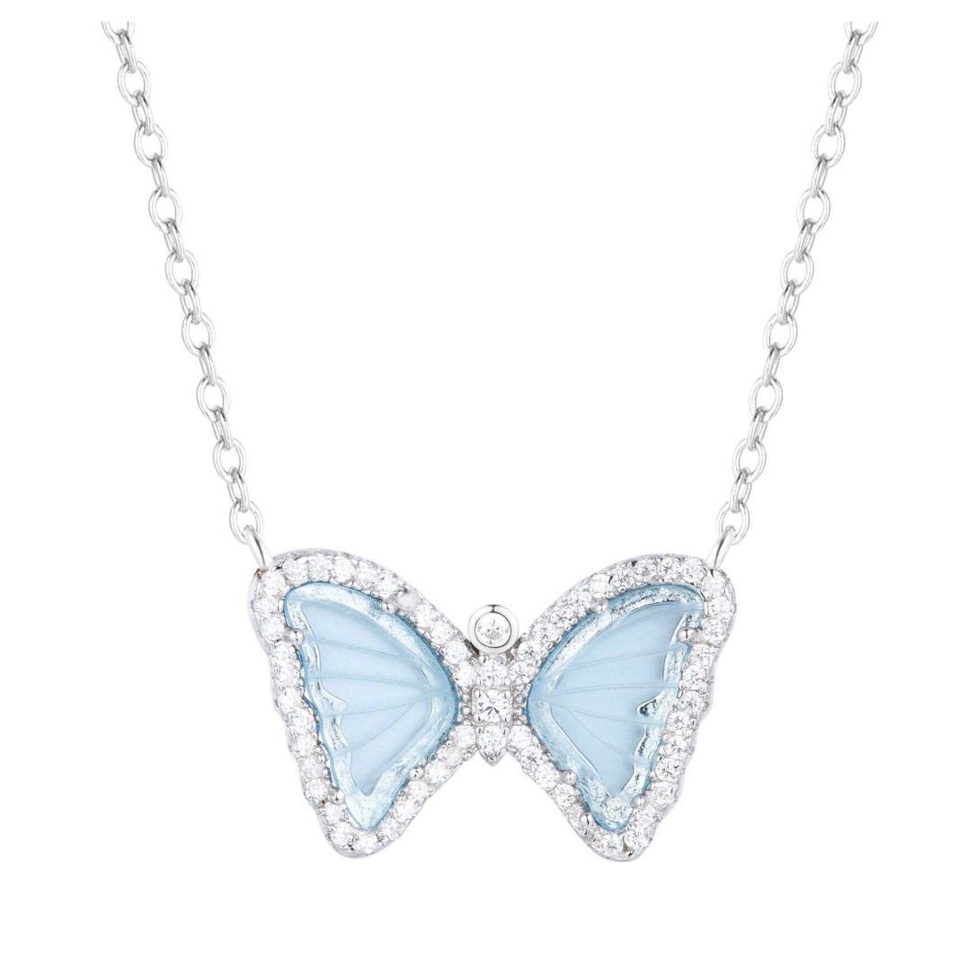 Butterfly Pendant with Simulated Blue Topaz by Kamaria