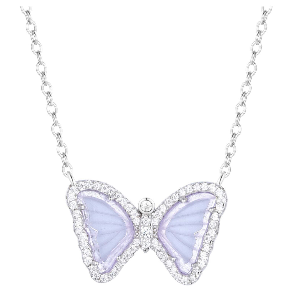 Butterfly Pendant with Simulated Amethyst by Kamaria
