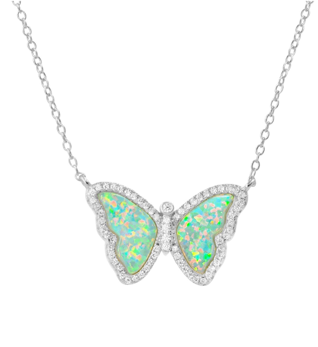 Butterfly Pendant with Syn Green Opal by Kamaria