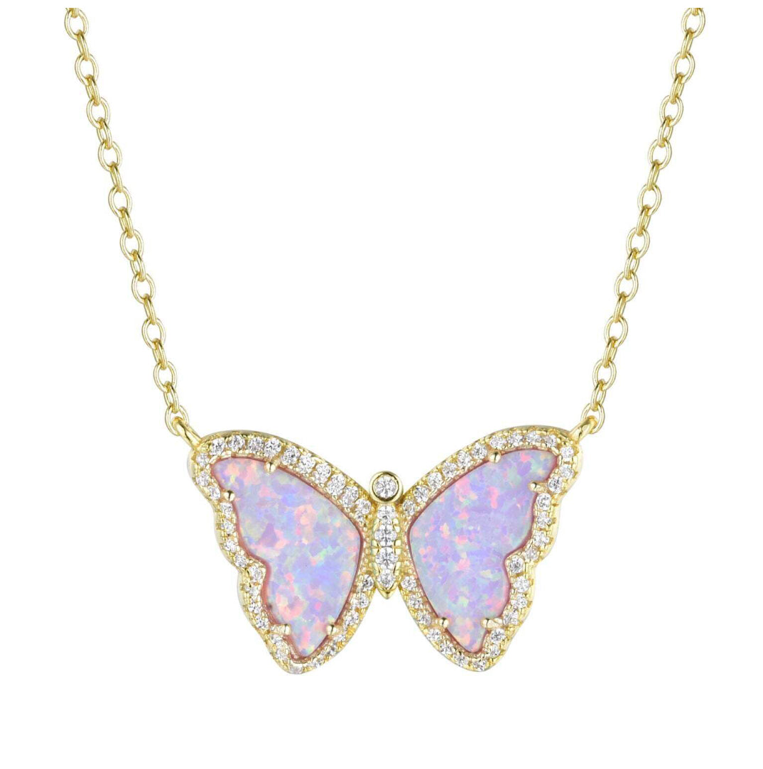 Butterfly Pendant with Syn Lavender Opal by Kamaria