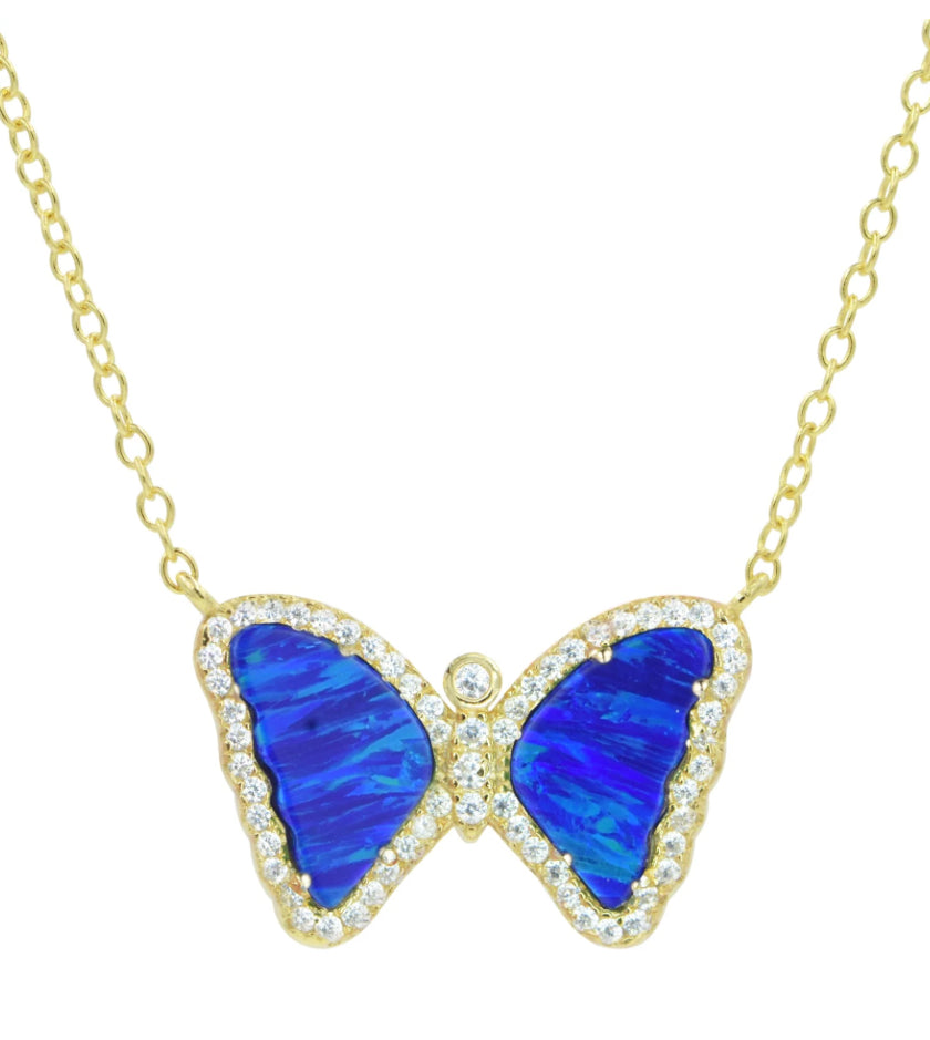 Butterfly Pendant with Syn Indigo Opal by Kamaria