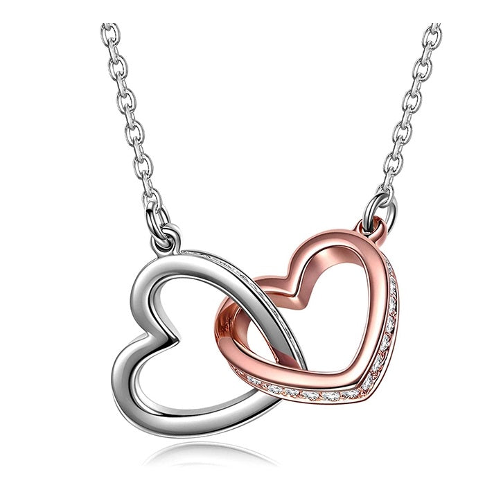 Sterling Silver and Rose Gold Connected Heart Pendant