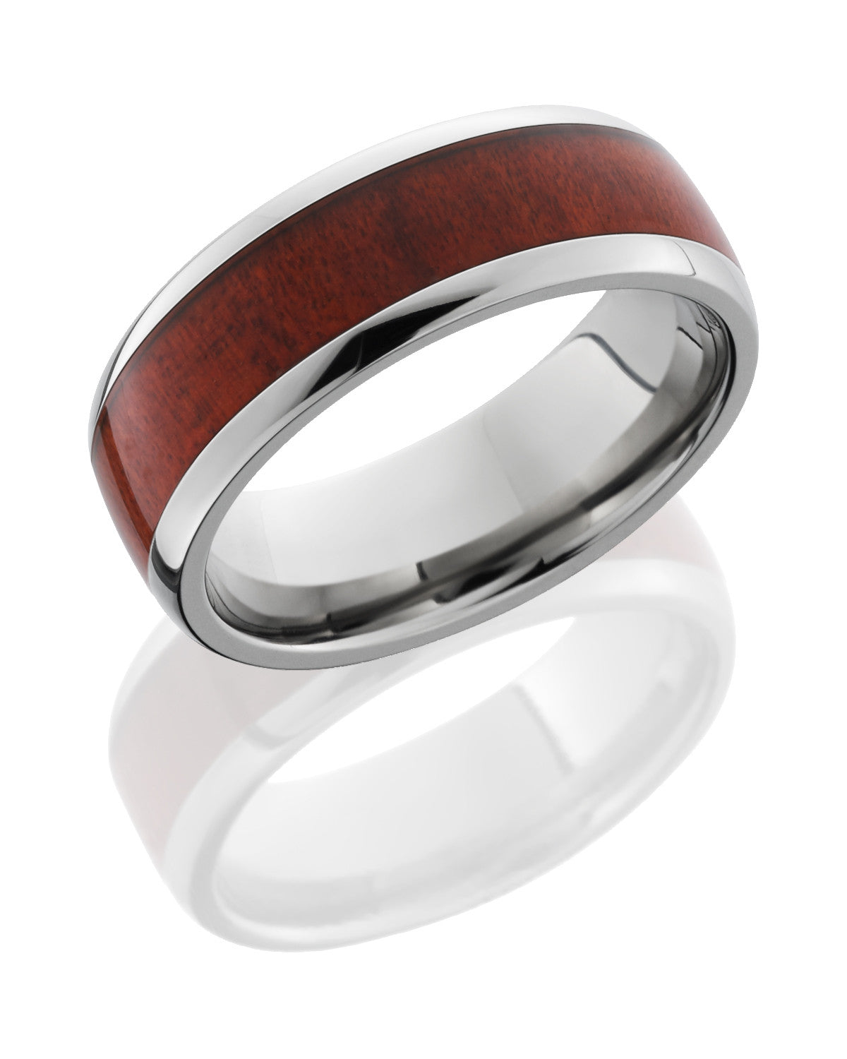 Titanium 8mm Band with Honduras Redheart Wood Inlay-Lashbrook-Howard&#39;s Diamond Center