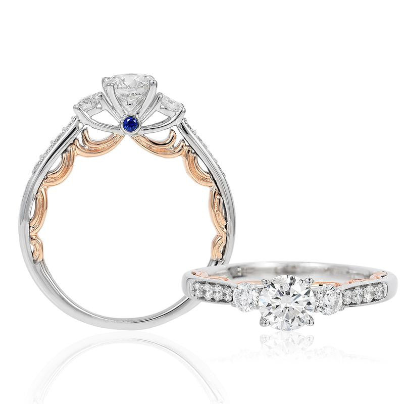 14K White Gold Cinderella Bridal Ring with Dress Silhouette 14K White Gold Cinderella Bridal Ring with Dress Silhouette