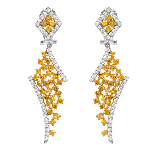 RED CARPET WORTHY White and Fancy Yellow Diamond Earrings-Almor Designs-Howard&#39;s Diamond Center