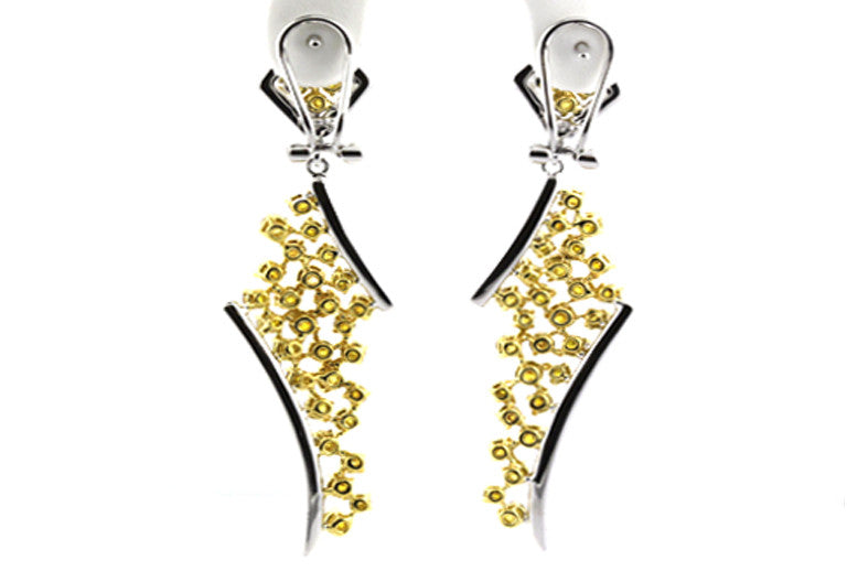 RED CARPET WORTHY White and Fancy Yellow Diamond Earrings-Almor Designs-Howard&#39;s Diamond Center