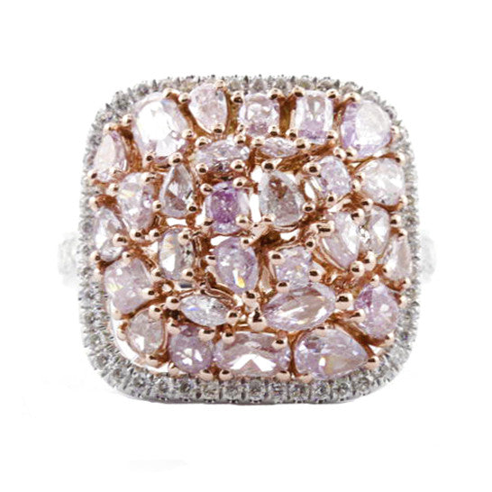 NATURAL PINK DIAMONDS and White Diamonds in 18K Gold Ring-Almor Designs-Howard&#39;s Diamond Center