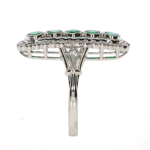 BYGONE ERA 18K White Gold Emerald and Diamond Ring-Almor Designs-Howard&#39;s Diamond Center