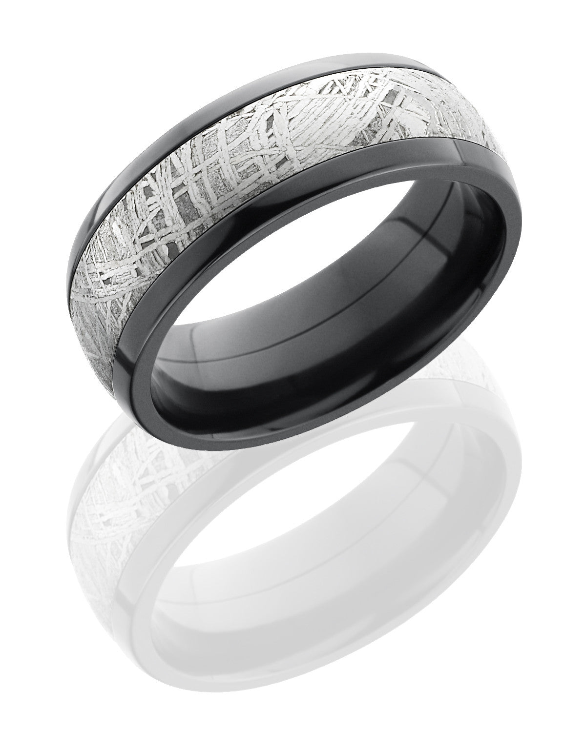 Zirconium Domed Band with Meteorite Inlay-Lashbrook-Howard&#39;s Diamond Center