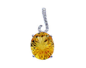 DAISY CUT CITRINE and Diamond Pendant in 14K White Gold-YCH Inc.-Howard's Diamond Center