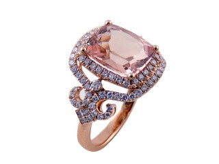 LUXURIOUS MORGANITE Ring in 14K Rose Gold with Diamonds-YCH Inc.-Howard&#39;s Diamond Center