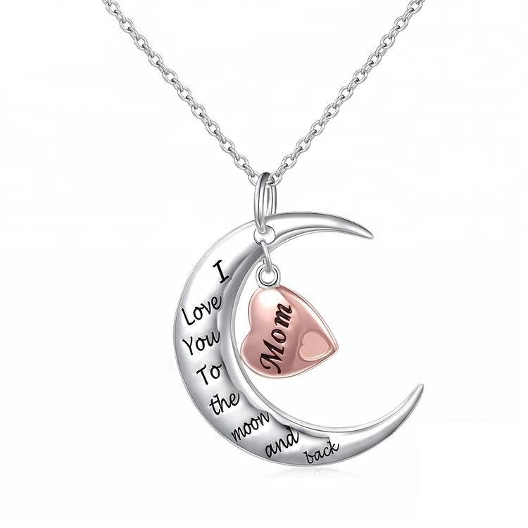 Sterling Silver I Love You to the Moon and Back, Mom