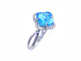 FLOWER CUT BLUE TOPAZ and Diamond Ring-YCH Inc.-Howard&#39;s Diamond Center