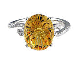 DAISY CUT CITRINE and Diamond Ring in 14K White Gold-YCH Inc.-Howard's Diamond Center