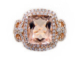 LUXURIOUS MORGANITE Ring in 14K Rose Gold with Diamonds-YCH Inc.-Howard's Diamond Center